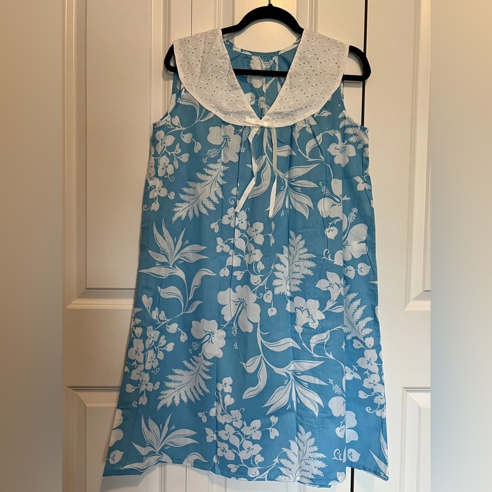 Vintage Blue and White Floral Midi Dress